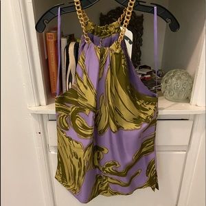 Milly silk summer halter w/gold chain, size 6.  Elevate your summer style!